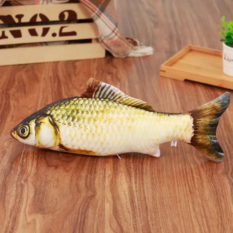 grass carp Мягкая Плюшевая креативная 3D игрушка для кошек в форме карпа, кошачья мята, мягкая подушка, кукла, имитация рыбы, игрушка для домашних животных - Цвет: grass carp