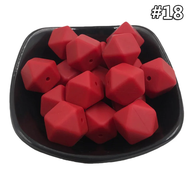 5PCS Beads 18 5 шт./компл. силиконовые шестигранные шарики 17 мм Силиконовые Шарики фитинг BPA бесплатно пищевого качества детские жевательные прорезыватели Прорезыватель Соска клип игрушка - Цвет: 5PCS Beads 18