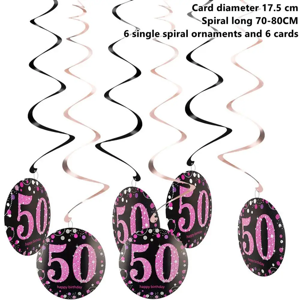 50th Pink Swirl CHZLL, Черное золото, 50-ая одноразовая посуда, тарелки для полотенец, чашки для стола, одноразовая посуда для вечеринок, 50 предметов для дня рождения - Цвет: 50th Pink Swirl