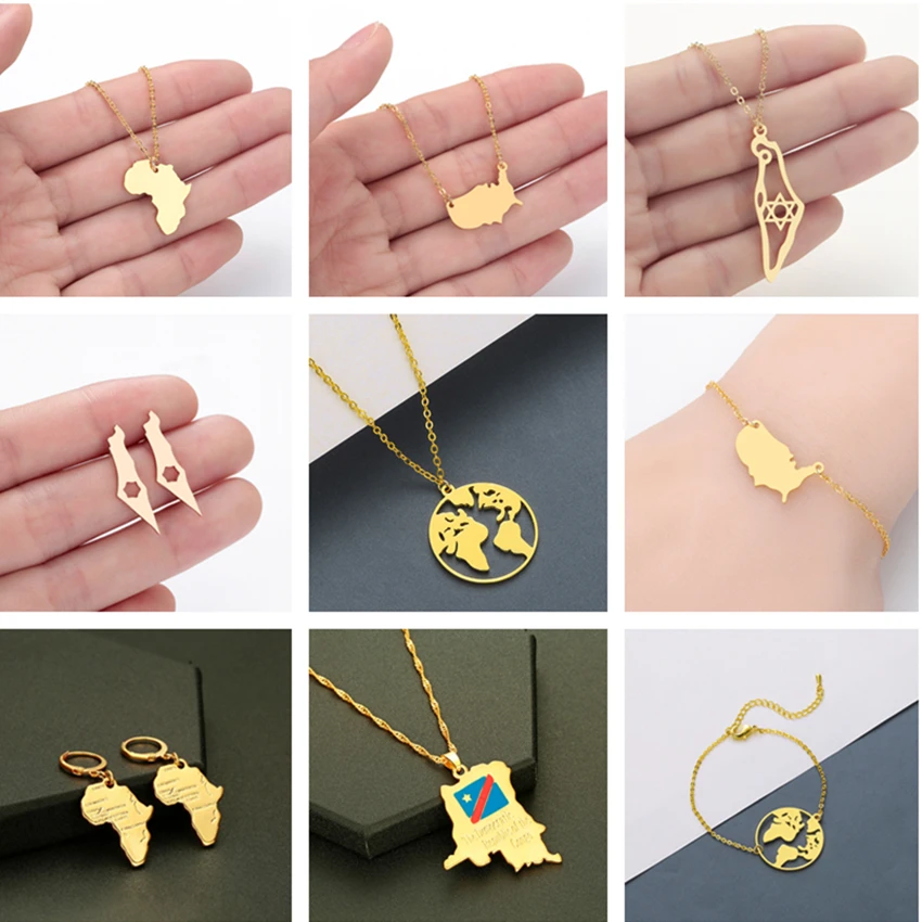 Ожерелья из нержавеющей стали Cxwind подвески в стиле бохо подвеска виде карты