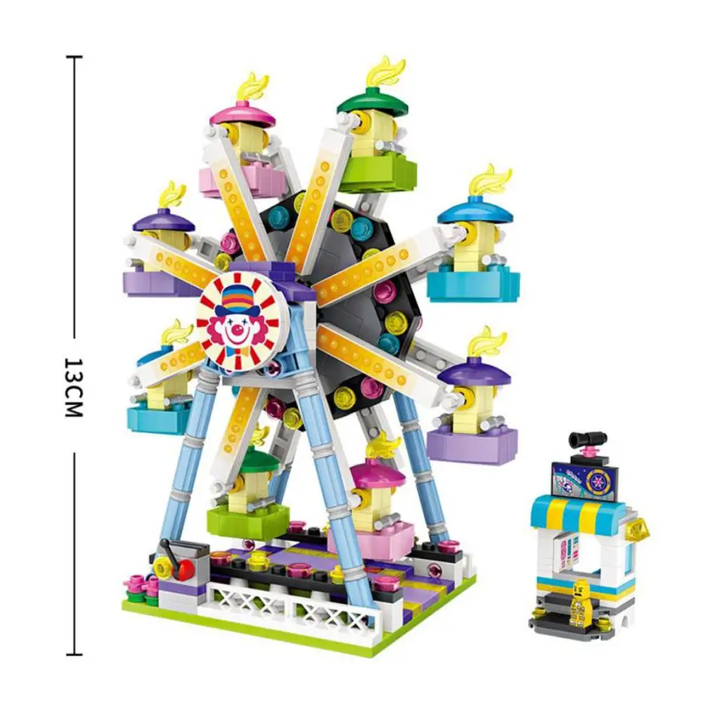 

hot lepining city creators Ferris wheel UFO Catcher pirate ship Rotating aircraft Bumper car mini micro diamond blocks toys gift