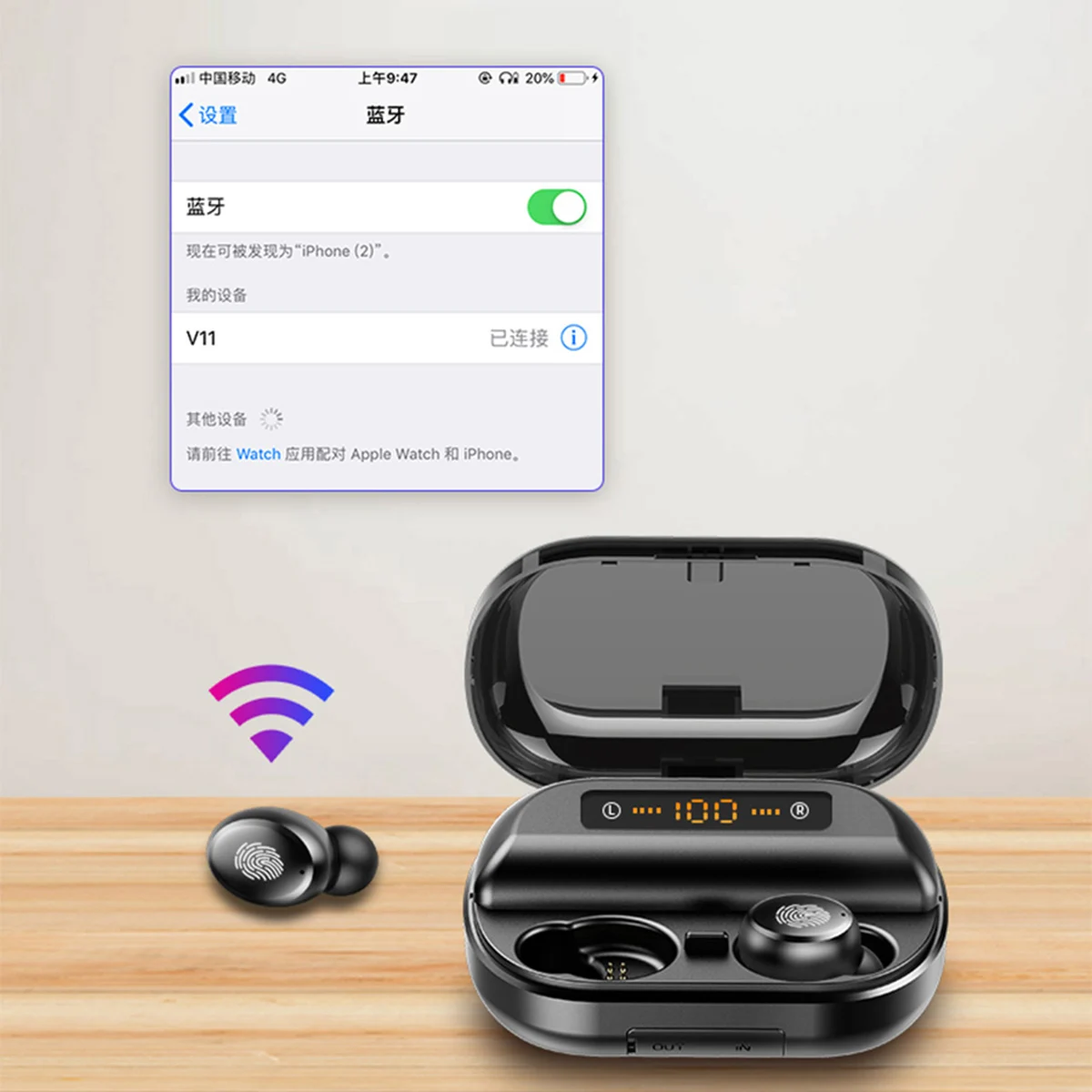 SOONHUA TWS Wireless BT Earphone Touch Control In-Ear Headset IPX7 Waterproof Earphones With LED Display 4000mAh Charging Box |