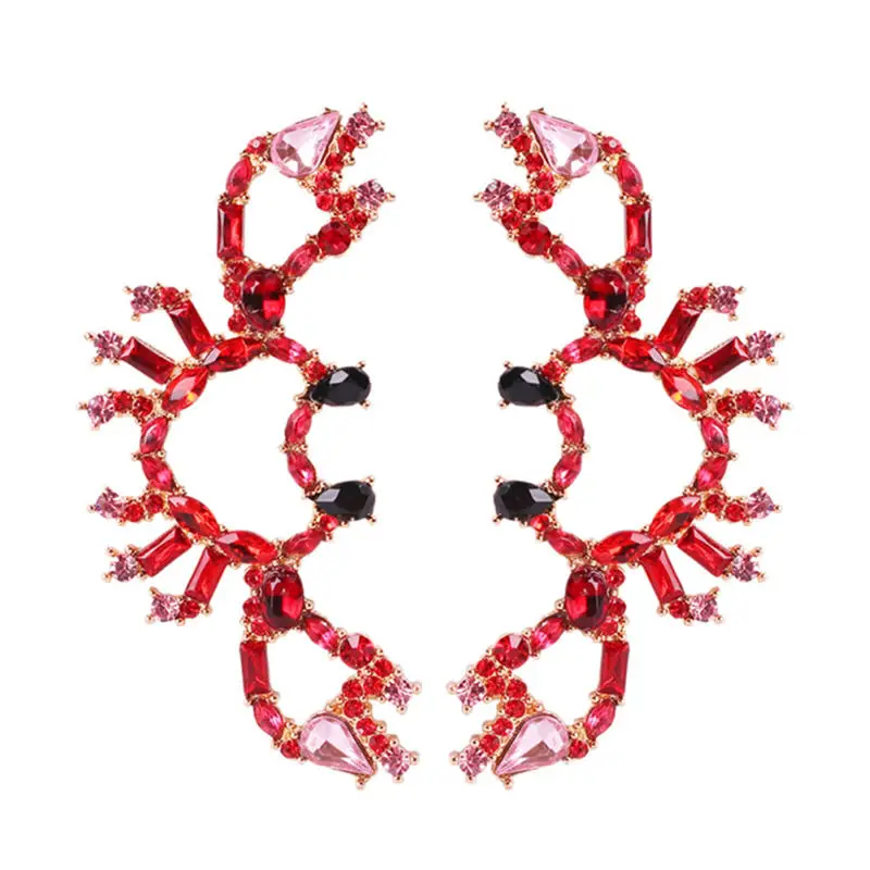 Crab Red Богемные Разноцветные серьги в виде попугая, ручная работа, Кристальные серьги с кисточкой в виде птицы для женщин, свадебные ювелирные изделия - Окраска металла: Crab Red