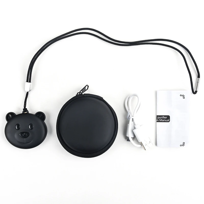 

Air Purifier Necklace Mini Personal Wearable Necklace Generator Car Air Freshener for Kids Adult - Remove PM2.5 Black