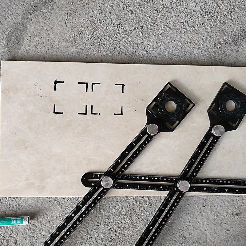 Double Head Aluminium Alloy Angle Finder Measuring Ruler with Perforated Mold template tool izer drill guide tile hole | Инструменты
