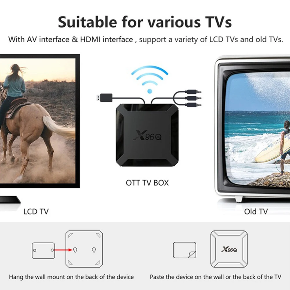ТВ-приставка Allwinner H313 Android 10 X96Q 4K 2021G Wi-Fi четырехъядерный процессор медиаплеер 16 ГБ