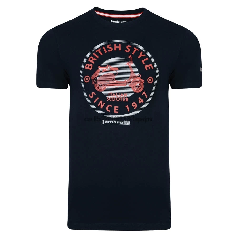 Lambretta скутер Мужская футболка британский стиль темно-синий | одежда