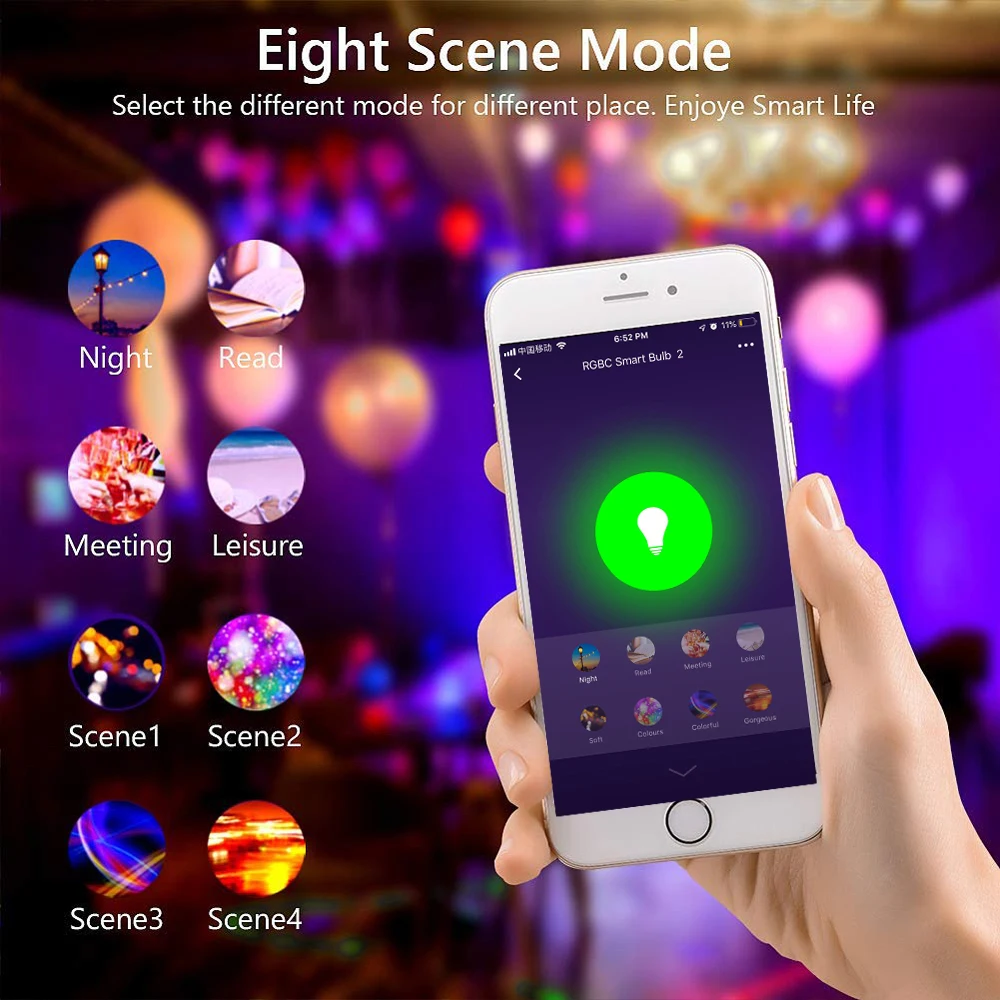Цветная (RGB лампы RGBW LED GU10 Smart WiFi светильник Светодиодный точечный 6 Вт Wake-UpCompatible с