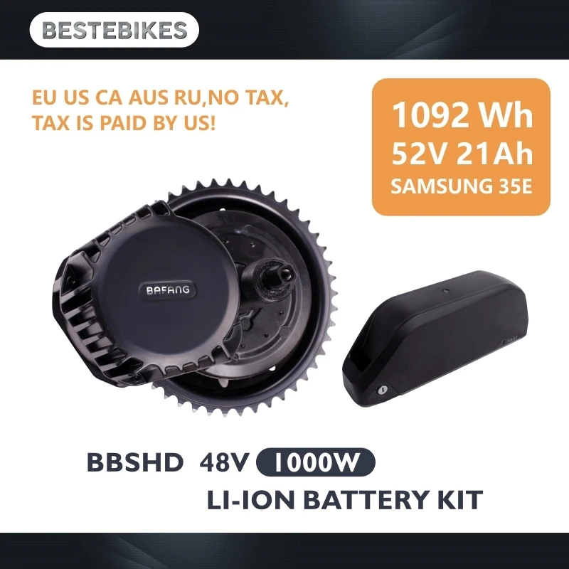 8fun/bafang 48 V/52 в 1000 Вт BBSHD электрический велосипед мотор комплект для каретка 68 мм 100 мм 120 мм с крупными покрышками для езды