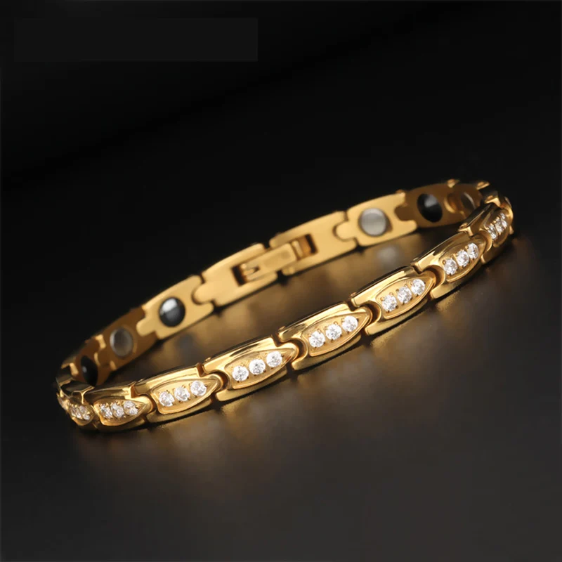 

LOOKER Magnetic Infrared Germanium Negative Ion 4-in-1 Healing Bracelet For Women Rose Gold Color Health Care 7.5" Bracelets