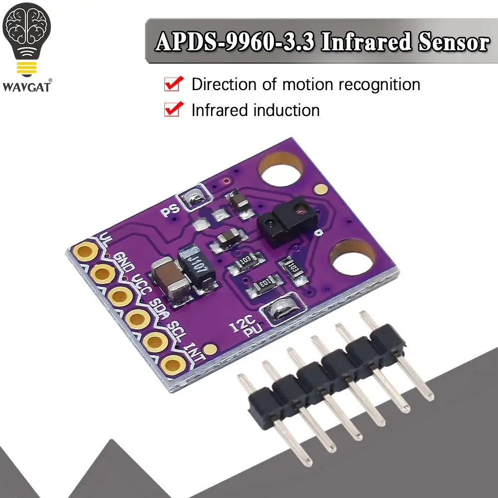 

DIY Mall RGB Gesture Sensor APDS-9960 ADPS 9960 for arduino I2C Interface 3.3V Detectoin Proximity Sensing Color UV Filter
