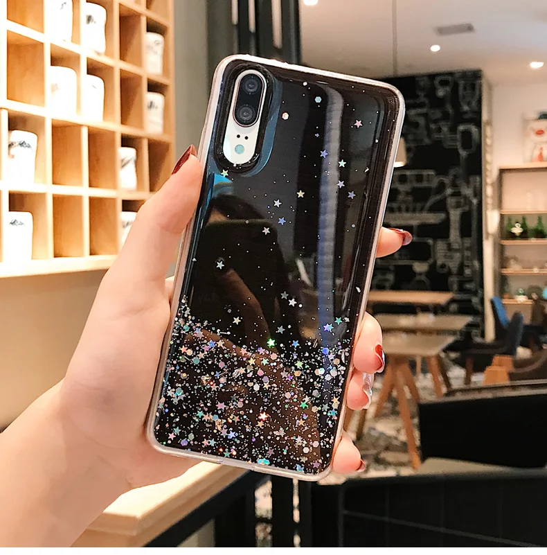 Black Блестящая Звезда силиконовая корпус для Huawei P10 Plus P20 Pro P30 Lite Nova 3i 3 mate 20 Honor View 10 30 P Smart Cover Capa - Цвет: Black