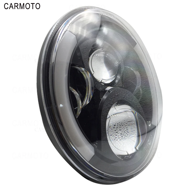 1pcs 7 Inch DOT SAE E9 Motorcycle Headlamp with angle eye Led Headlight 7inch housing bucket trim ring for Touring Electra Glide