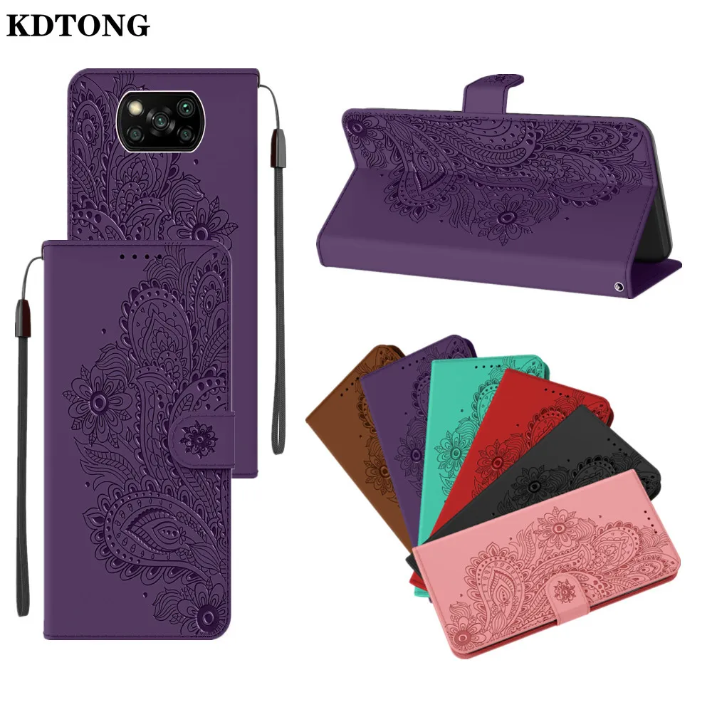 

Wallet Leather Phone Case for Xiaomi Poco X3 NFC Mi 10 Ultra 10T Lite Redmi Note 9 8 Pro 8T 9A Capa Peacock Embossed Flip Cover