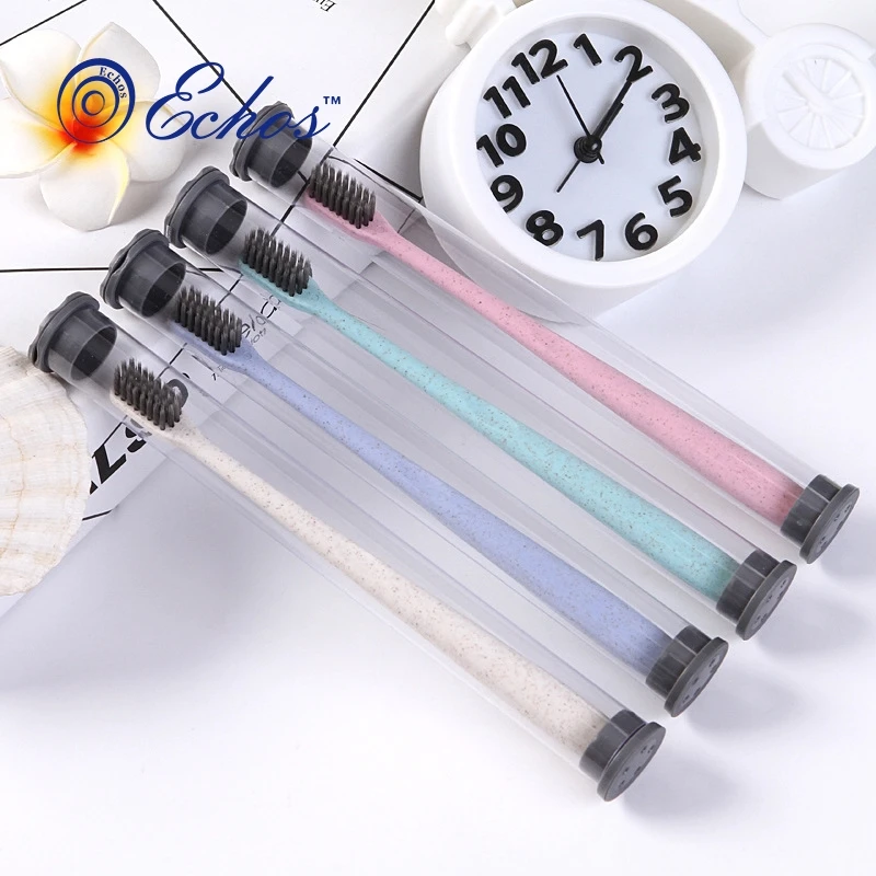 

Wheat Straw Bamboo Charcoal Soft-Bristle Toothbrush Portable Travel Adult Ultra Fine High Quality Soft Small Head Toothbrush