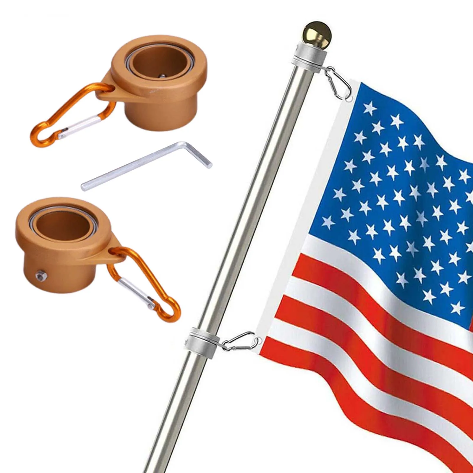 

2 Pieces 360 Degree Alloy Flag Pole Mounting Rings Anti-Wrap Grommet Clip Fits 1inch Flagpoles