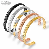 fysara stainless steel bangle wheat scales open cuff cuff bracelets gold titanium feather bracelets for women men lover jewelry