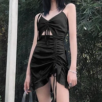 y2k sexy v nevk hollow out spaghetti straps suspender summer dresses women lace up silk bodycon dark academia fashion mini dress
