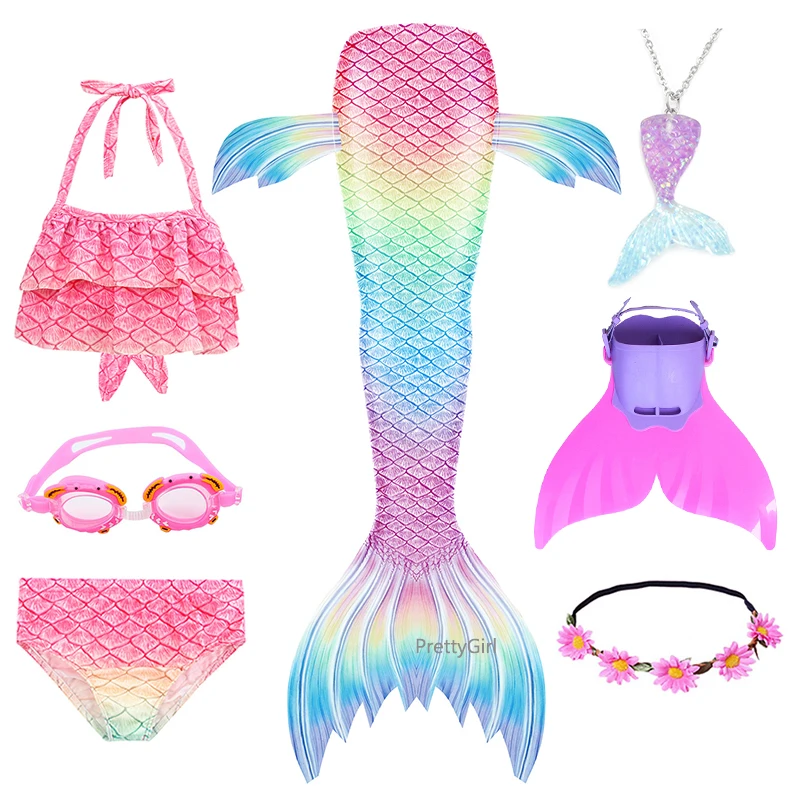 2021 hot mermaid tail for girls mermaids costume cosplay swimsuit swimable mermaid dress for party beach surfing children bikini free global shipping