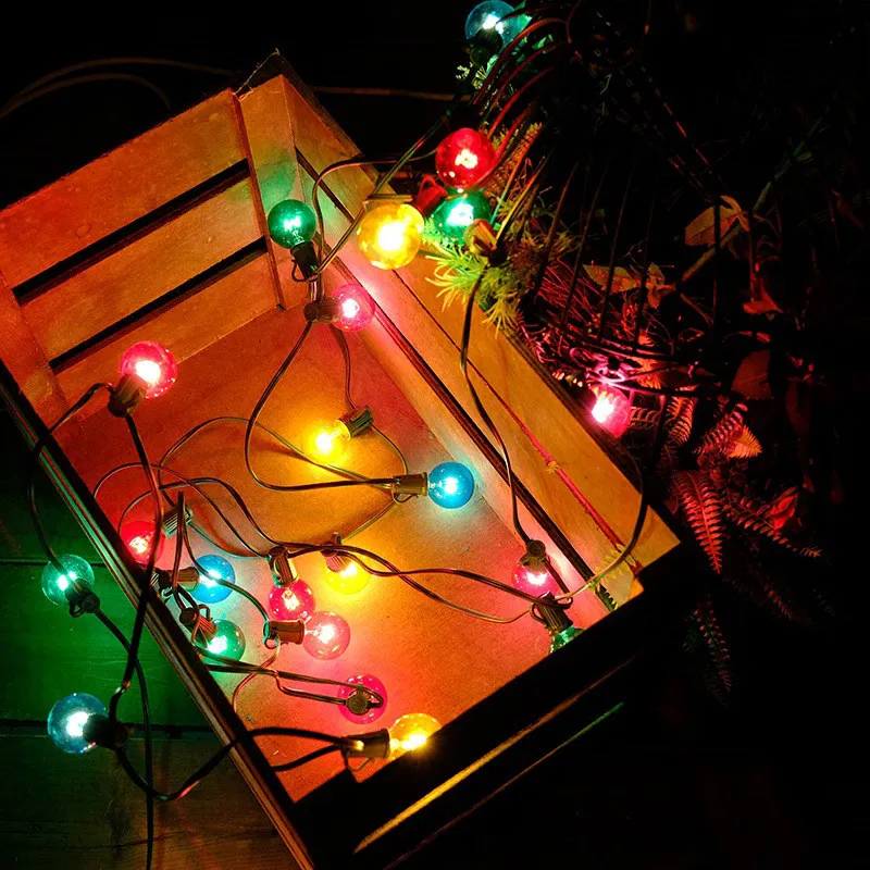 

AC 220V LED G40 Bulb Globe String Lights 25ft 25pcs Colorful Globe Bulbs for Christmas Wedding Patio Backyard Party Garland Lamp