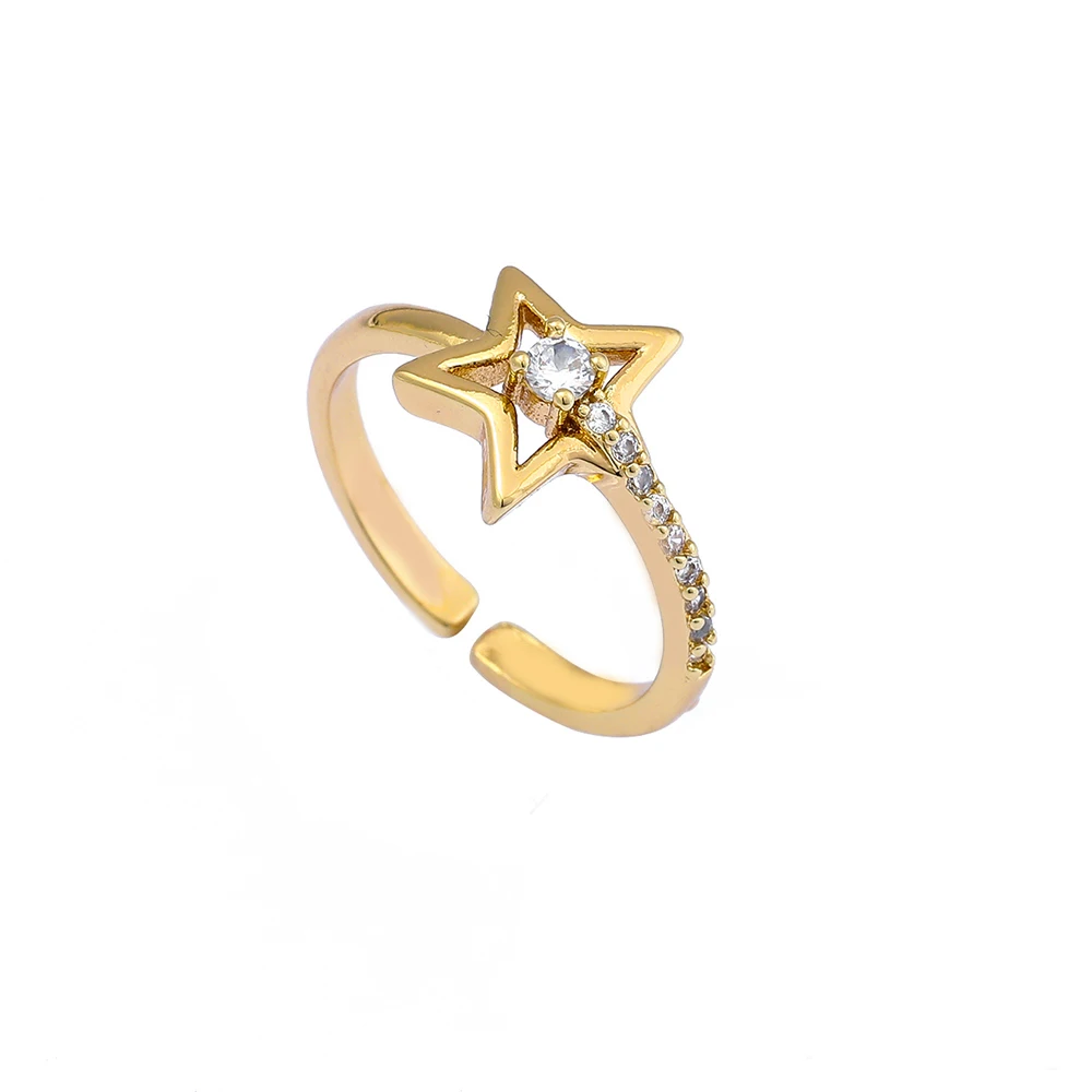 

star ring luxury top quality big glass jewelry gold finger ring cz resizable 2020 new fashion in engagement&party you are best