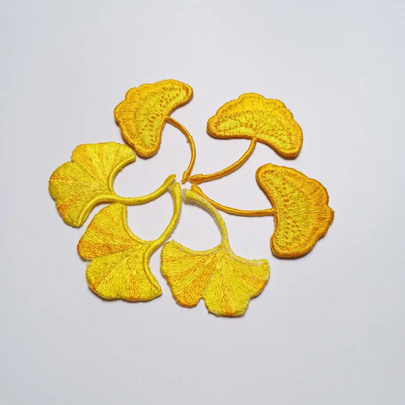 

6pcs/set maple leaf patches for clothing 3D golden leaves embroidered Patches DIY iron on parches Embroidery leaves appliques
