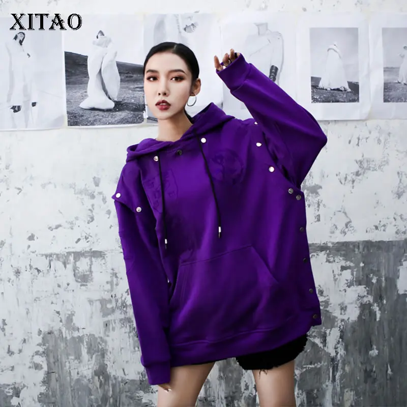 XITAO вышивка Ложные толстовки из двух частей модные новые женские шнурки заклепки