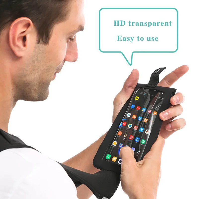 

Breathable Cell Phone Undershirt Bag Adjustable Storage Double Shoulder Running Chest Black