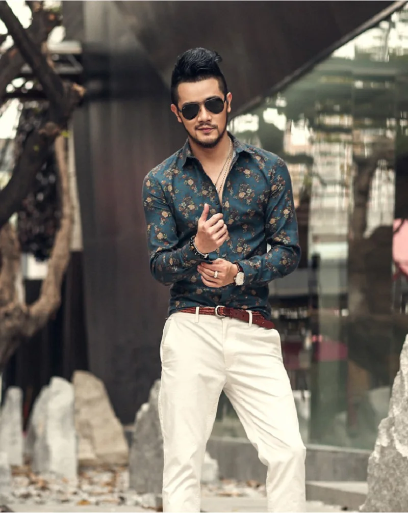 

2021 New Social Long Sleeve Designer Shirts Men Slim Fit Vintage Fashions Men's Shirt Man Dress Jersey Clothing