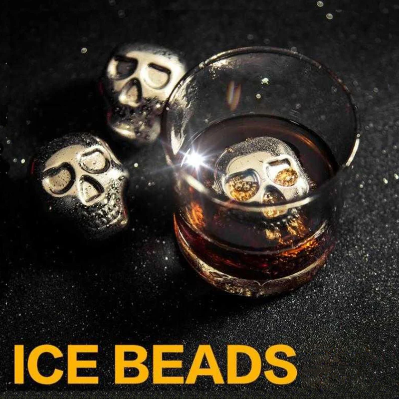 

Stainless Steel Reusable Ice Cubes Skull Ice Cube Drink Beer Cooler Cooling Stones Whiskey Stone Freezing Ice Cube Ice Bucket