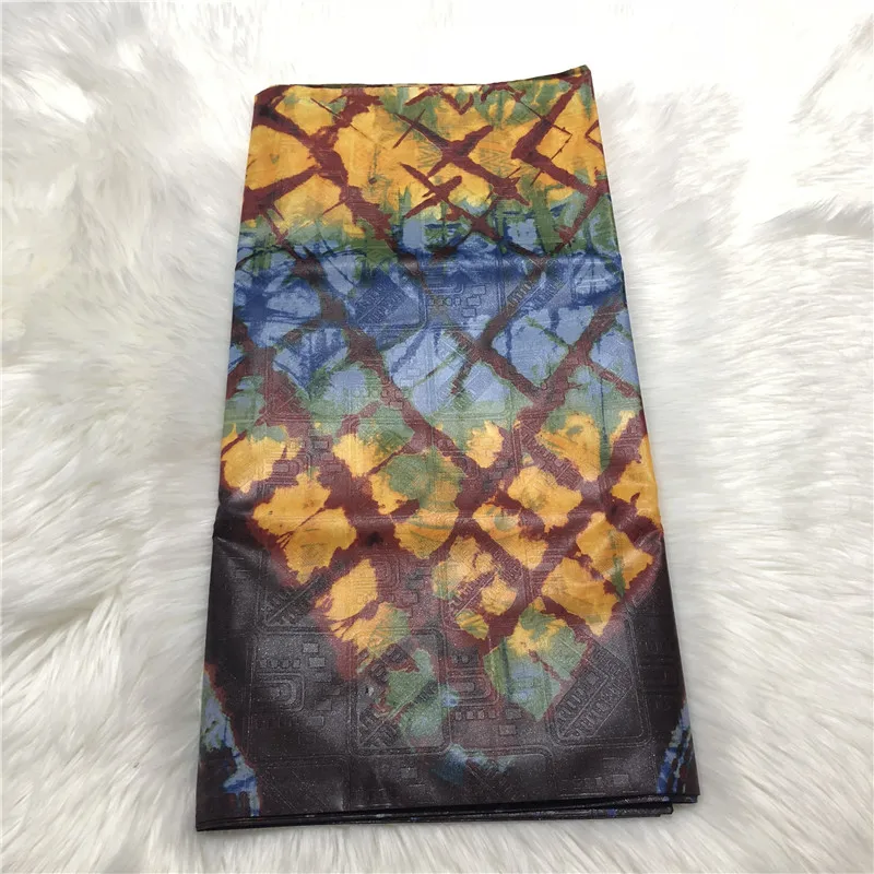 5 ярдов Высокое качество Африканский Базен riche ткань хлопок морская парча tissu africain