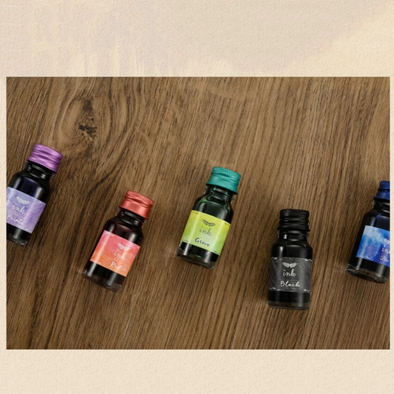 Набор для каллиграфии в готическом стиле ручка с 5 цветными чернилами 2 прямыми