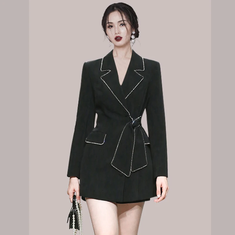 

ZAWFL Blazer Women Fall 2021 New Tie Waist Slim Business Suit Coats and Jackets Vintage Cardigan