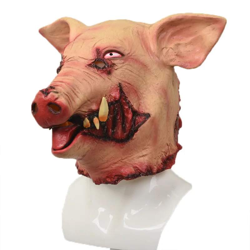 

Halloween New Scary Pig Head Mask Latex Animal Props Adult Party Holiday Holiday Toy Props Clown Mask Headgear