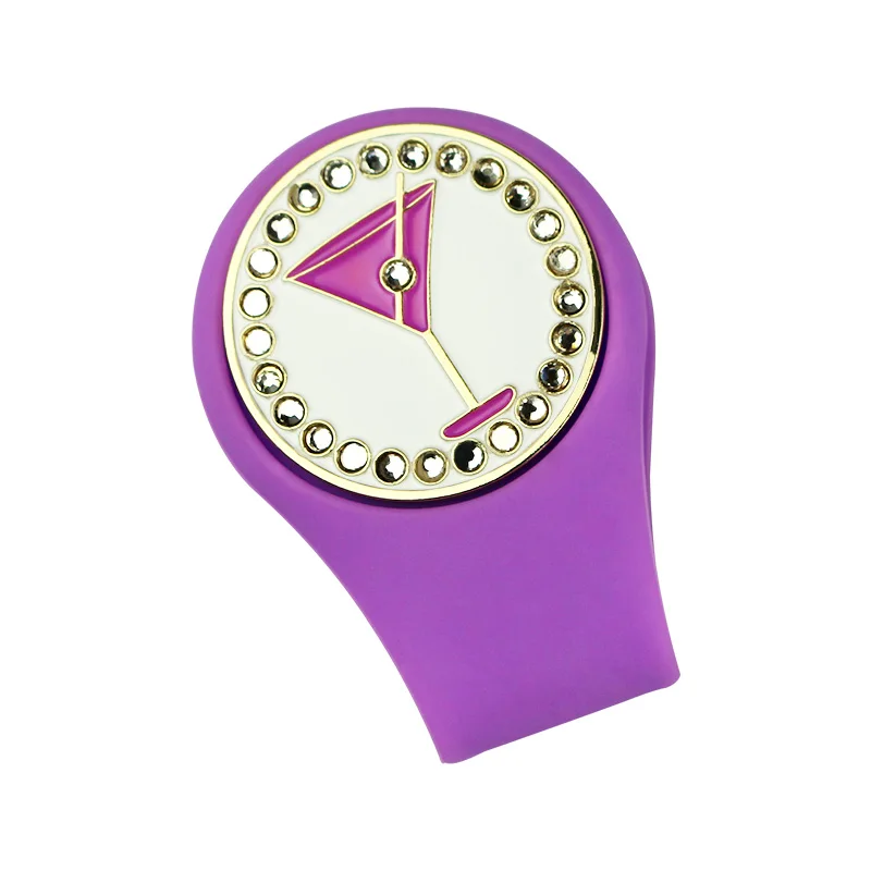 pink cup Crystal Golf Ball Marker Наборы клипов для шляп для гольфа 1 шт. Маркер для гольфа и 1 шт. Силиконовые клипсы для гольф-клюшек Лучшие подарки для женщин-гольфистов - Цвет: pink cup