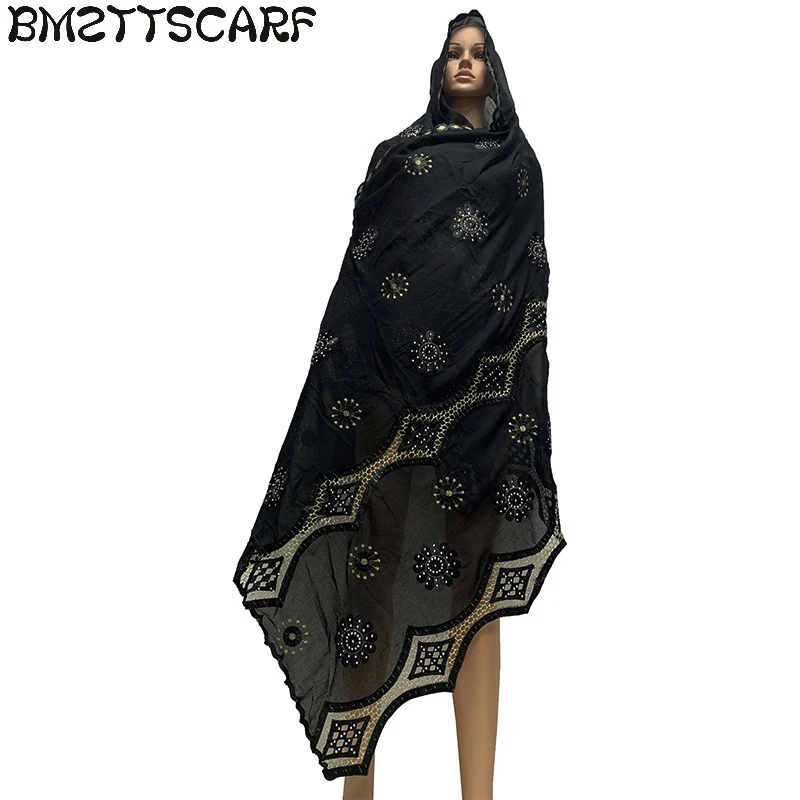 2019 африканская Женская шаль 100% хлопковый шарф средней длины с вышивкой женский