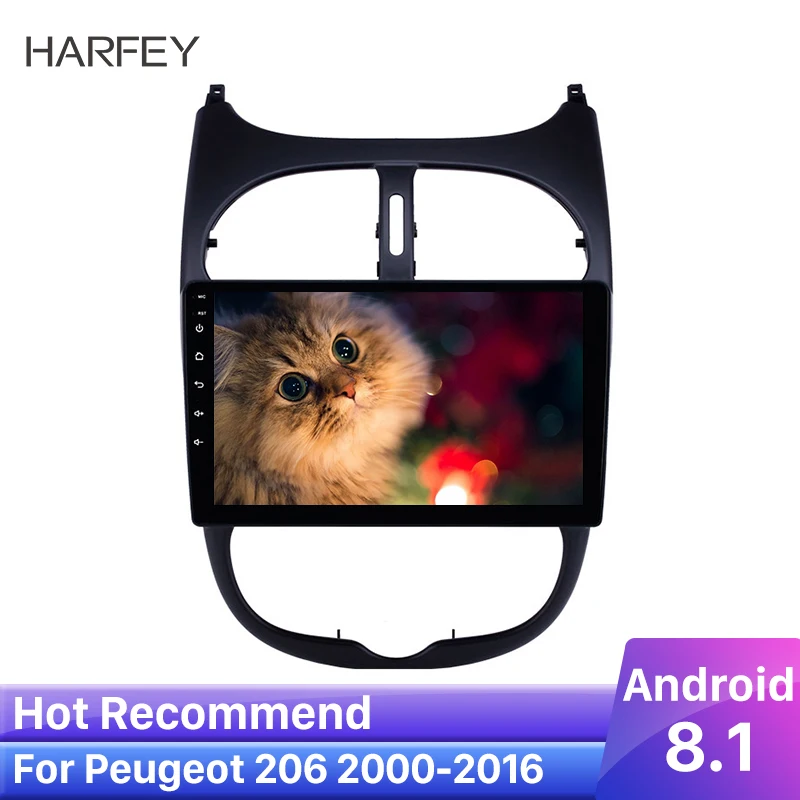 Harfey GPS HD тачскрин автомобильное радио аудио 9''Android 8 1 для Peugeot 206 2000 2016 с