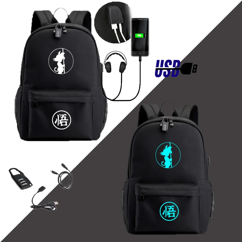 Style A2 IMIDO Dragon Ball Z рюкзаки светящиеся студентов мультфильм зарядка через usb плечи рюкзак черный дышащий обратно в школу сумка - Цвет: Style A2