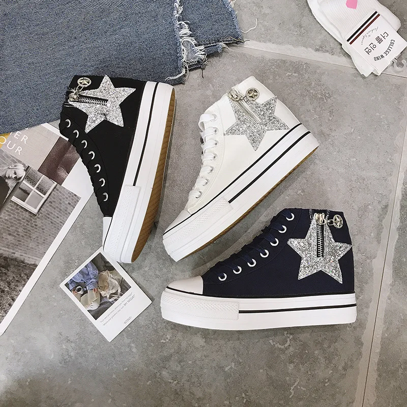 Женские текстильные туфли повседневные холщовые с высокой боковой молнией и