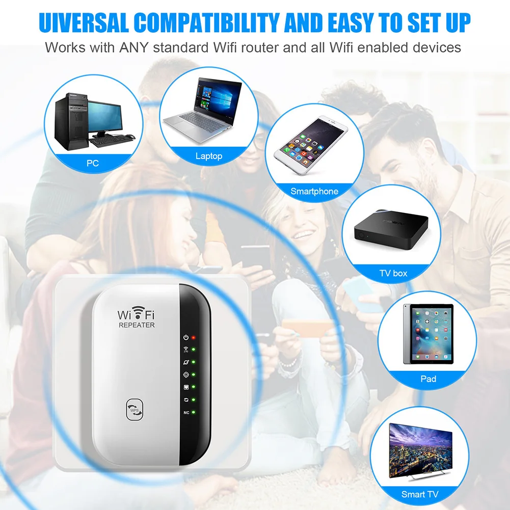 

300mbps WiFi Extender Repeater with AP & Repeater Mode Wireless Signal Booster Extend Range of WiFi Internet with RJ45 Cable