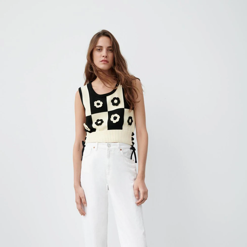 

Летняя Новинка 2021, женская одежда Unizera в европейском и американском стиле, трикотажный топ с декоративными боковыми ремнями в стиле ретро, ...