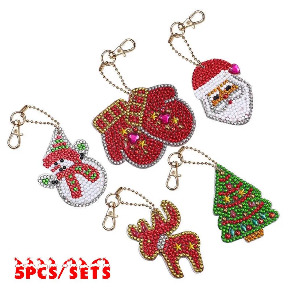

1 Set X Diamond Drawing Tool 5 X Key Chains 5D DIY Full Diamond Painting Christmas Keychain Key Chains Key Bag Decor