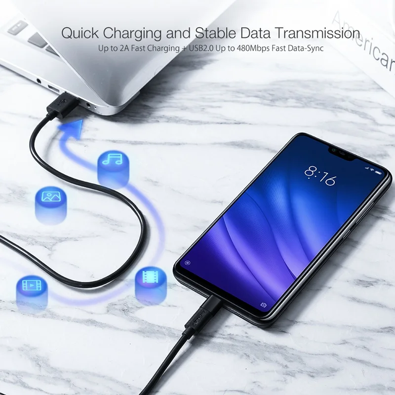 Кабель передачи данных Blitzwolf 2 в 1 Micro USB кабель для быстрой зарядки с адаптером Type C