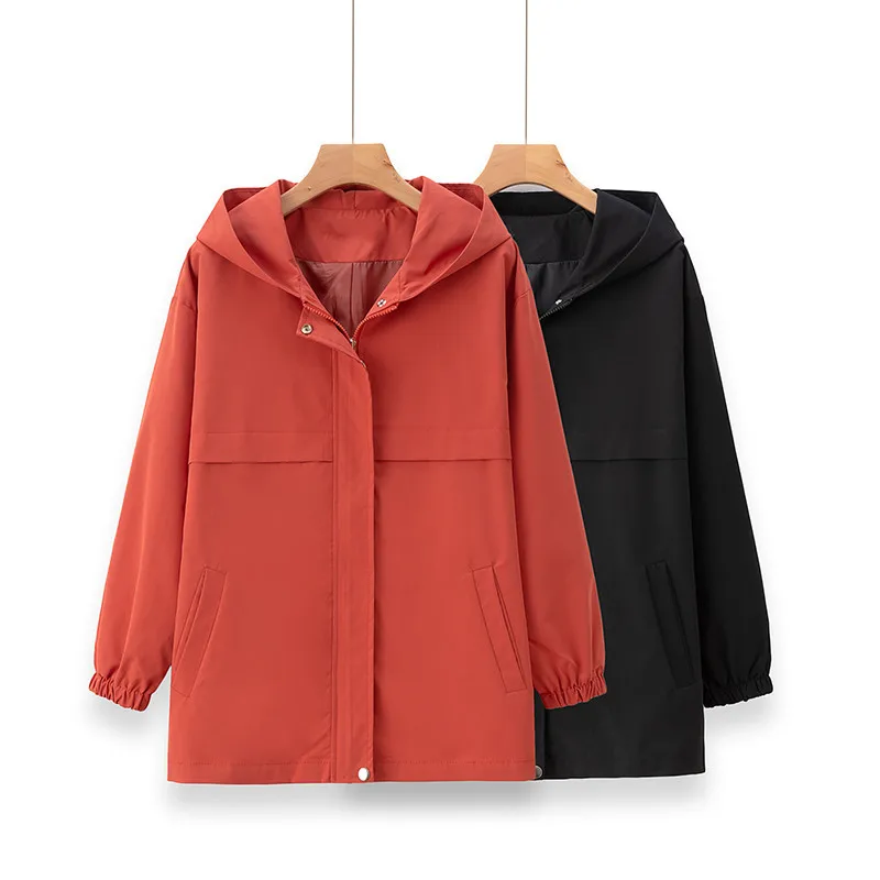 

Размера плюс 5XL ветровки Новинка; Сезон весна-осень; Шлепанцы для женщин средних лет мать одежда с капюшоном куртки свободные женские одноцв...