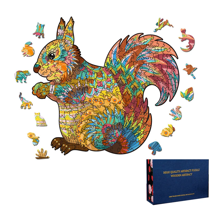 

Squirrel Art Graphics Wooden Toys Jigsaw Puzzle Animal Puzzles Stress Relief Wood Toy for Kids Boys Girls Children Adults