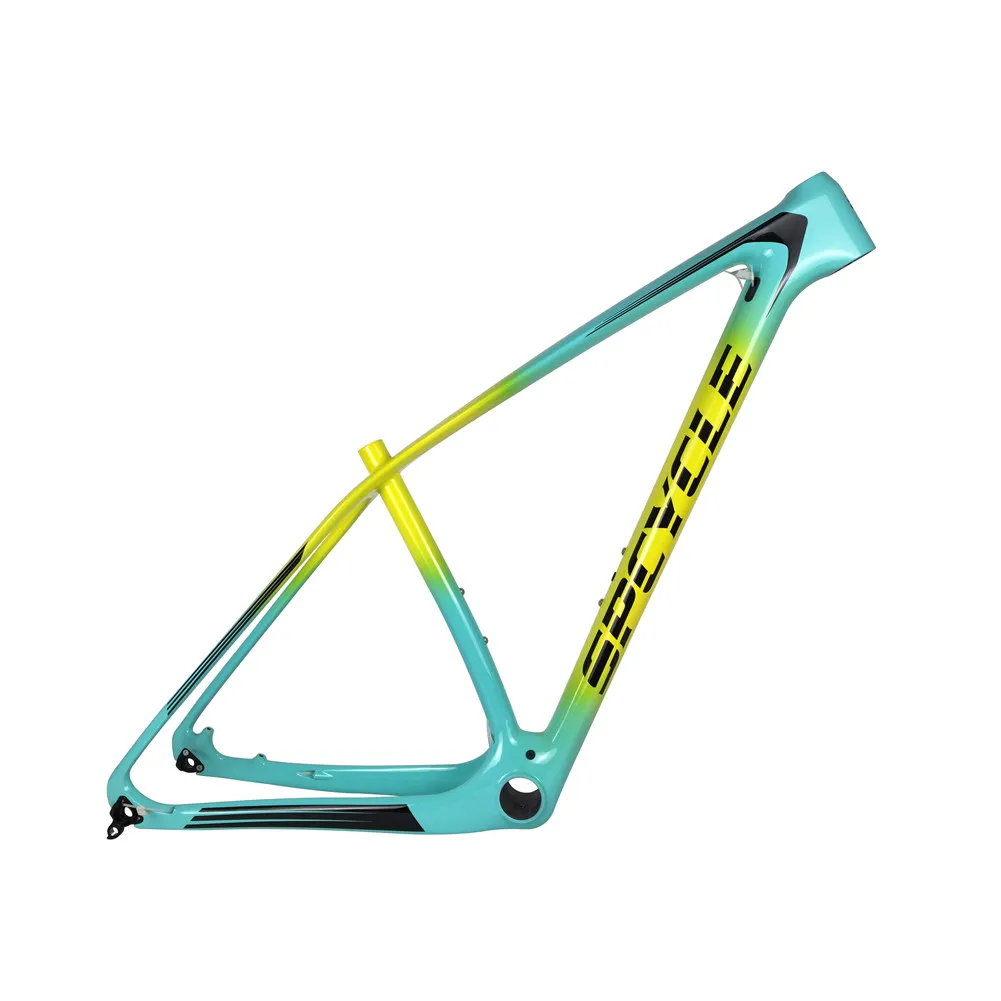 Yellow Glossy Spcycle Сверхлегкий T1000 Углеродные рамы для горного велосипеда 29er карбоновая Передняя Велосипедная вилка рамы совместимы 142*12 мм через ось или 135*9 мм QR - Цвет: Yellow Glossy