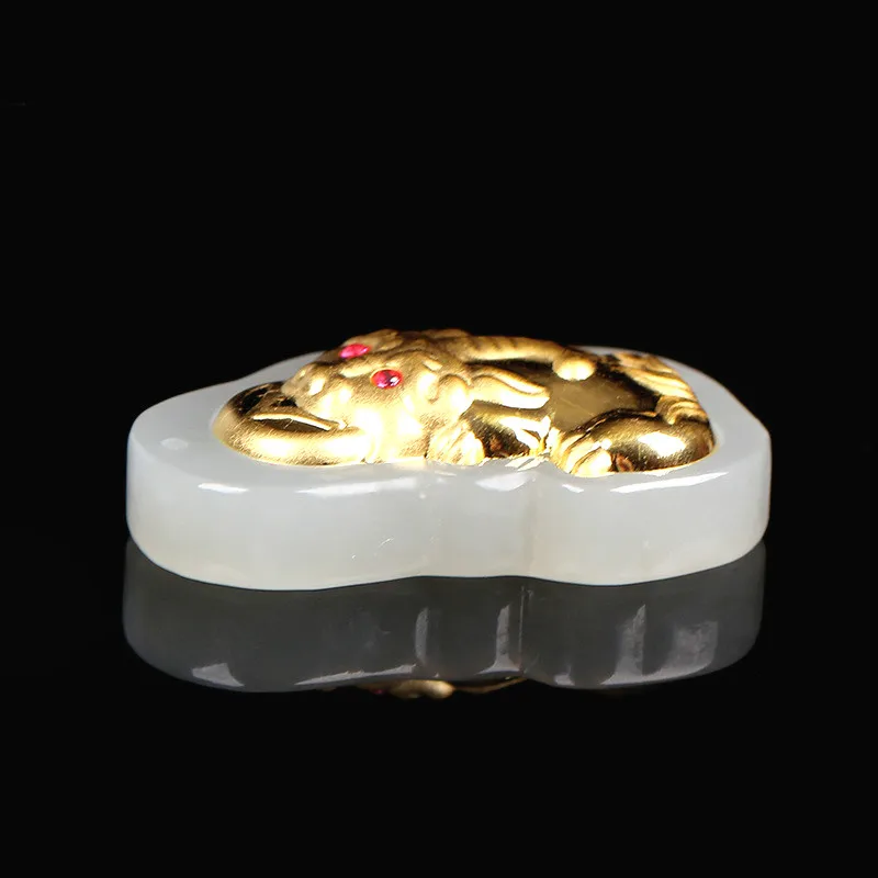 Подвеска из натурального белого китайского нефрита и тигра Подлинная ручная