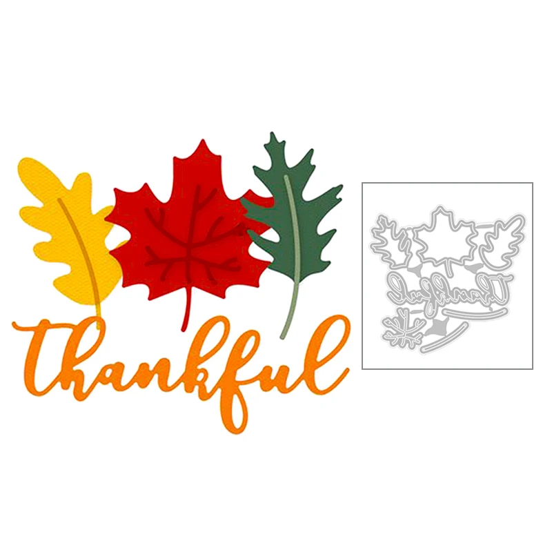 

2020 новые английские слова благодарны и листья кленовый лист тиснение металлические вырезанные штампы для DIY скрапбукинга изготовления отк...