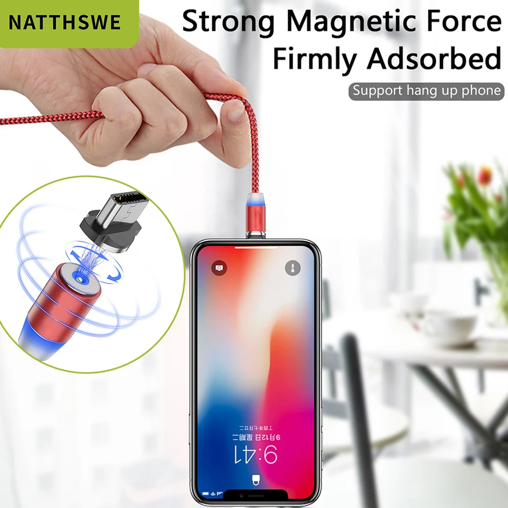 NATTHSWE Magnetic USB Cable Fast Charging Type C for ios Magnet Charger Data Charge Micro Mobile Phone |