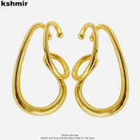 kshmir 2021 koreas new twisted line copper earclip fashion symmetrical womens delicate earrings birthday party